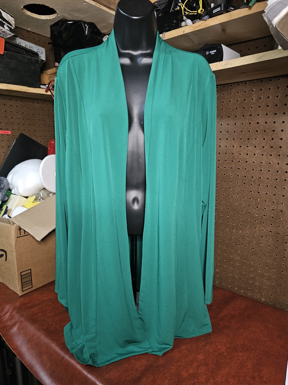 Susan Graver Womens Green Cardigan 2x